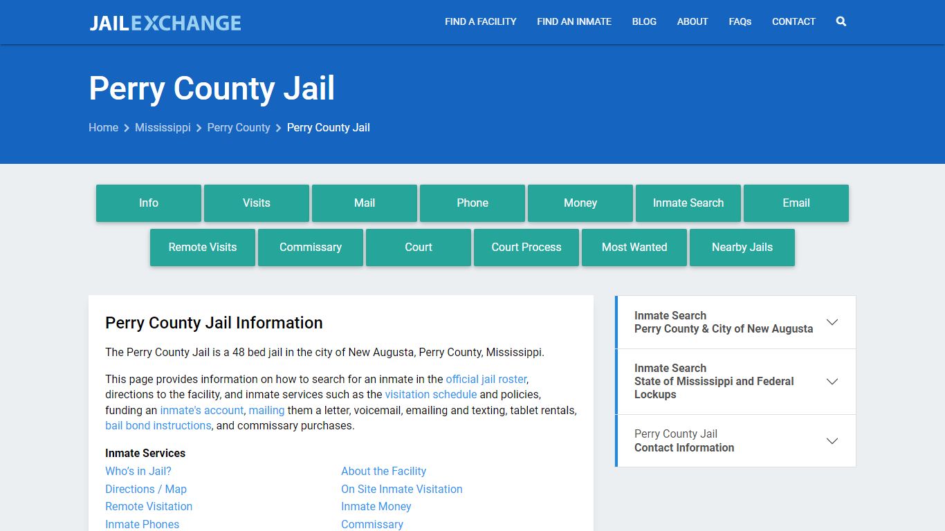 Perry County Jail, MS Inmate Search, Information