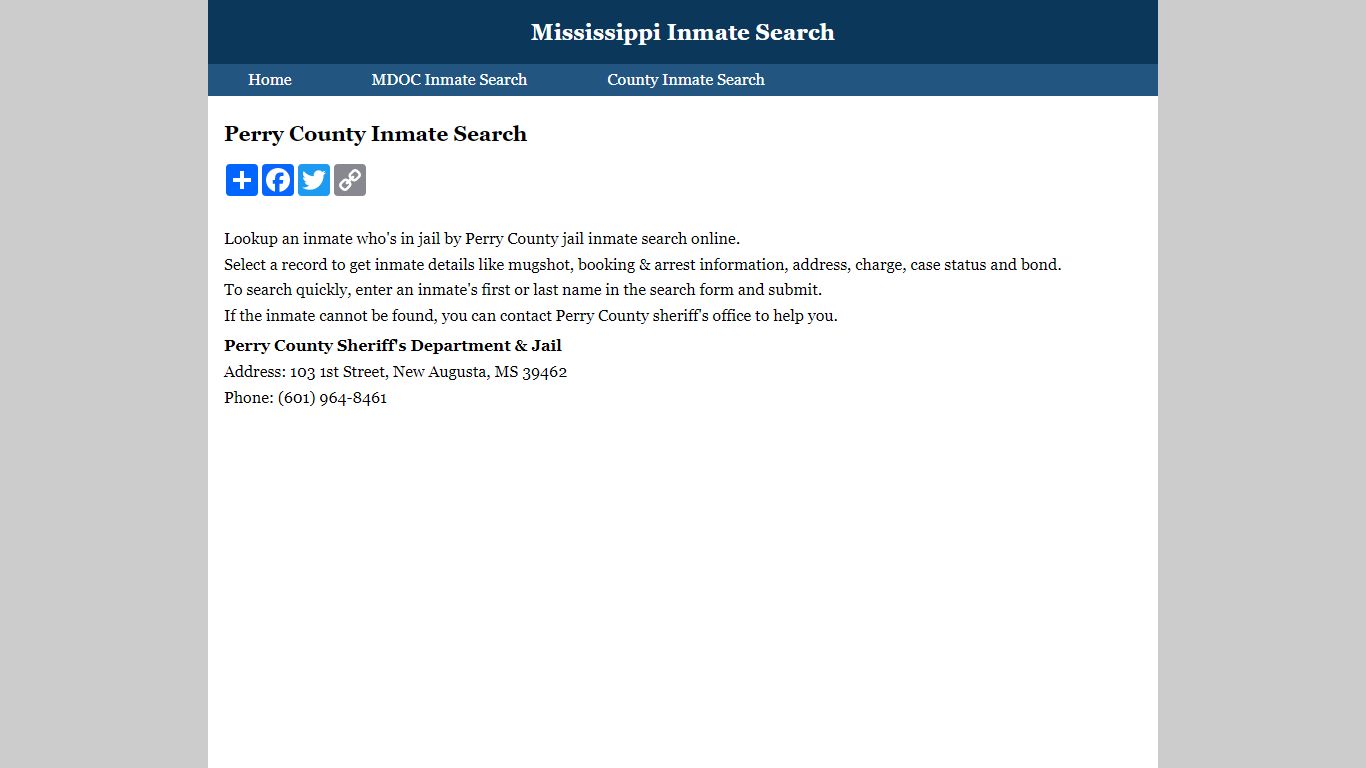Perry County Inmate Search