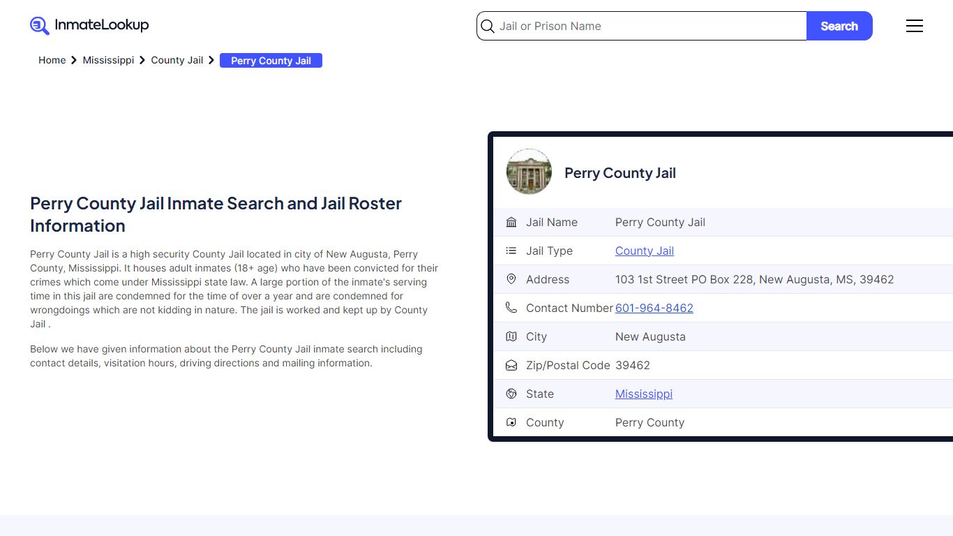 Perry County Jail (MS) Inmate Search and Jail Roster Information